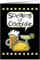 Happy Cinco de Mayo Party Invite- Beer, Margarita, Taco Speech Bubble card