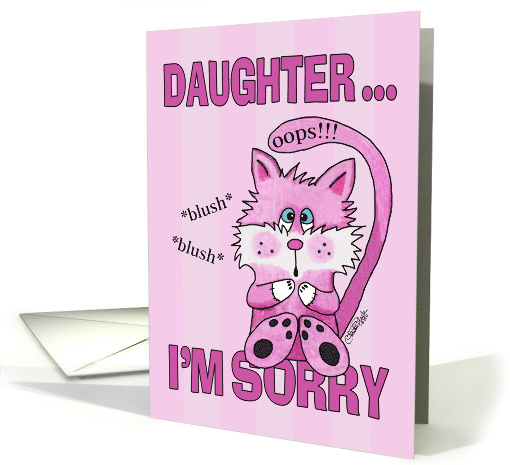 Belated Birthday to Daughter Pink Blushing Cat card (1043047)