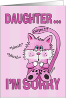 Belated Birthday to Daughter Pink Blushing Cat card