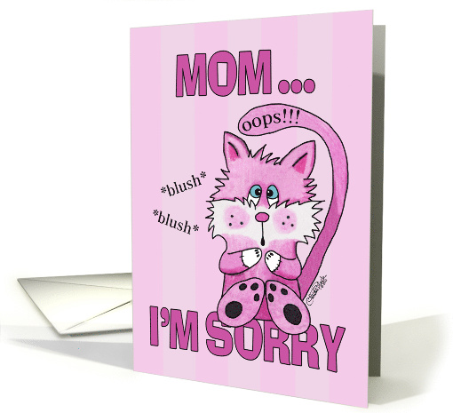 Belated Birthday to Mom Pink Blushing Cat card (1043067)