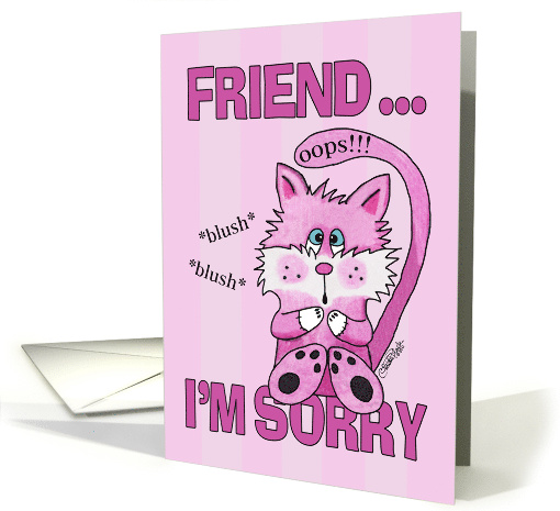 Belated Birthday to Friend Pink Blushing Cat card (1043073)