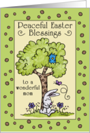 Happy Easter to Mom Bunny Resting under a Tree card