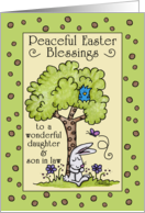 Happy Easter to Daughter and Son in Law Bunny Resting under a Tree card