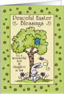 Happy Easter to Son and Daughter in Law Bunny Resting under a Tree card