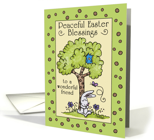 Happy Easter to friend Bunny Resting under a Tree card (1046829)
