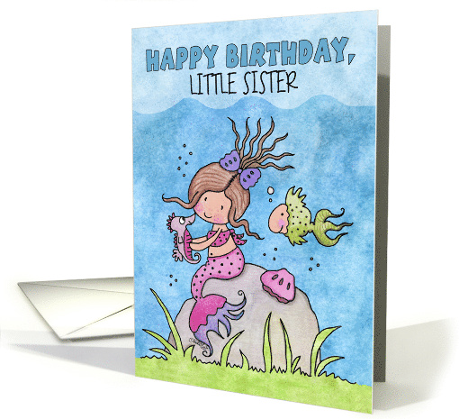 Customizable Birthday for Little Sister Mermaid Friends card (1050645)