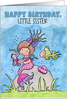 Customizable Birthday for Little Sister Mermaid Friends card