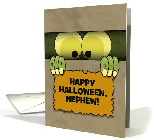 Customizable Happy Halloween for Nephew Monster in a Box card