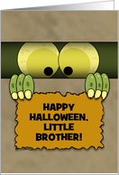 Customizable Happy Halloween for Little Brother Monster in a Box card