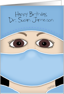Personalized Happy Birthday for Female Doctor- Face in Doctor Attire card