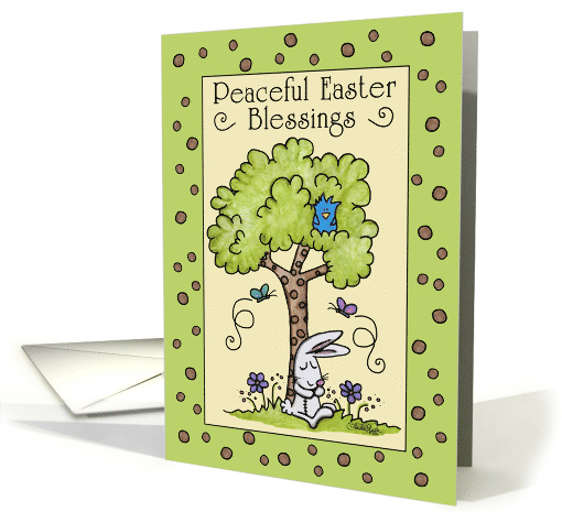 Happy Easter Bunny Resting under a Tree card (1060357)