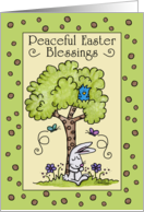 Happy Easter Bunny Resting under a Tree card