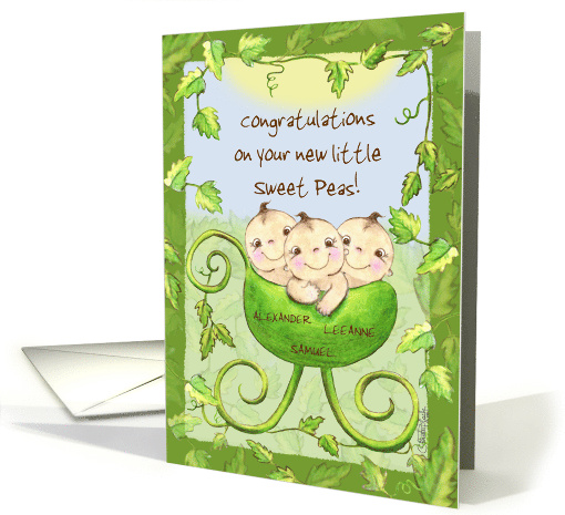 Customizable Congratulations on New Triplets Baby in Pea... (1060673)