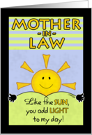 Happy Birthday to Mother in Law Add Light to My Day card