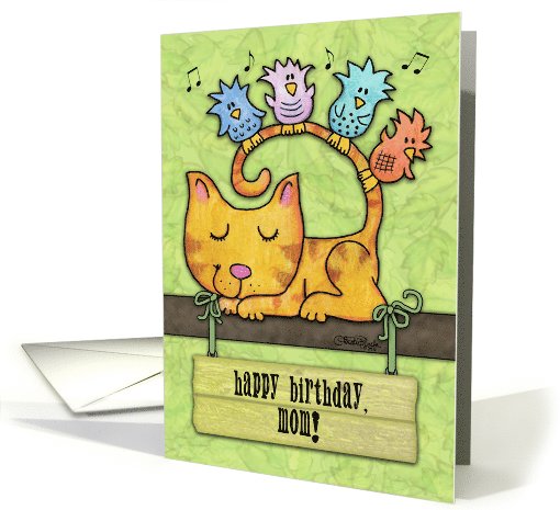 Customizable Happy Birthday for Mom-Kitty and Birds in... (1076084)