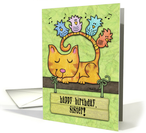 Customizable Birthday for Sister Kitty and Birds in Tree... (1076298)