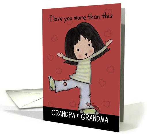 Anniversary for Grandparents-Little Kawaii Girl with Open Arms card