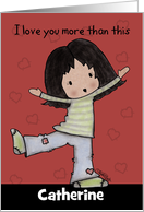 Customizable Name Birthday Little Kawaii Girl with Open Arms card