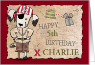 Customized Name Specific Age Specific Birthday Pirate Dog and Map card