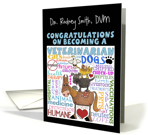 Personalized Congratulations on Becoming a Veterinarian Vet Terms card