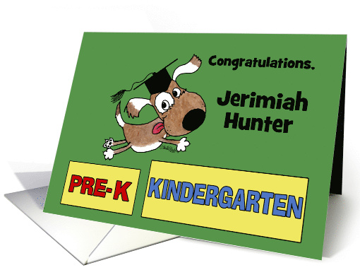 Personalized Congratulations on Graduating Pre K Dog with Cap card