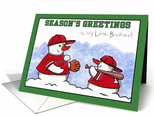 Customizable Season's Greetings to Little Brother Snowmen... (1135798)