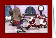 Merry Christmas Santa’s Running Late Santa Elves and Mrs. Claus Run card