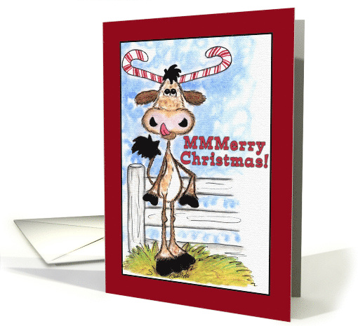 Merry Christmas Longhorn with Candy Cane Horns Yummy... (1140314)