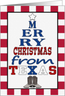 Merry Christmas from Texas Christmas Tree Shape Words card