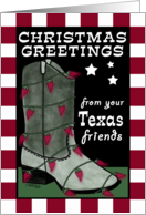 Merry Christmas from Texas Friends Cowboy Boot Chili Pepper Lights card