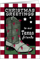 Merry Christmas to Texas Friends Cowboy Boot Chili Pepper Lights card