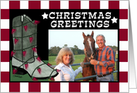 Customizable Christmas Photo Card Cowboy Boot Chili Pepper lights card