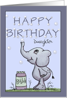 Customizable Happy Birthday for Daughter-Elephant Blows Bubbles card