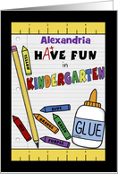 Personalized Back to School for Kindergarten School Supplies card