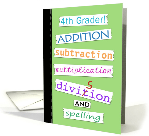 Back to School for 4th Grader Notebook and Taped Words card (1146276)