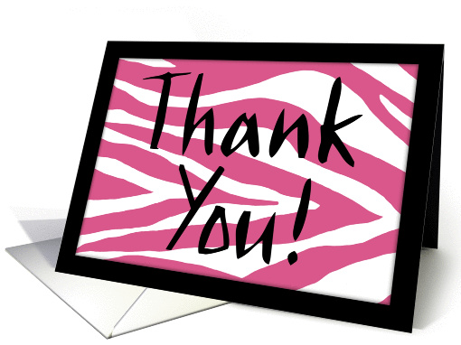 Blank Note Card, Thank You-Pink Zebra Print card (1146338)