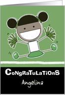 Personalized Congratulations on making Cheerleader Dark Hair and Skin card