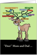 Customizable Christmas for Parents Reindeer with Decorated Antlers card