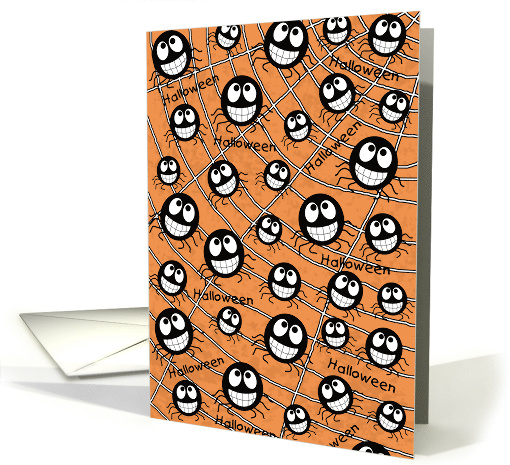 Happy Halloween Smiling Spiders on Web card (1163846)