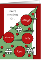 Merry Christmas to Personalized Names Christmas Tree with Decorations card