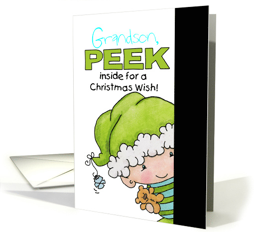 Christmas Customizable for Grandson Peeking Elf card (1198168)