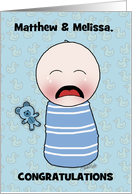 Customizable Congratulations on New Baby for Boy Humor Alarm Clock card