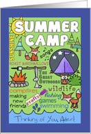 Customizable Name Thinking of You Summer Camp Camp Theme Subway Art card