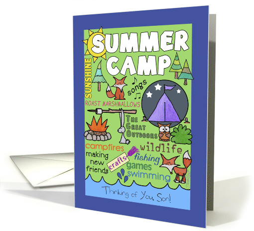 Customizable- Thinking of You Son- Summer Camp Theme Subway Art card