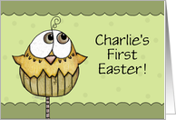 Customizable Name Charlie First Easter Hatching Chick card