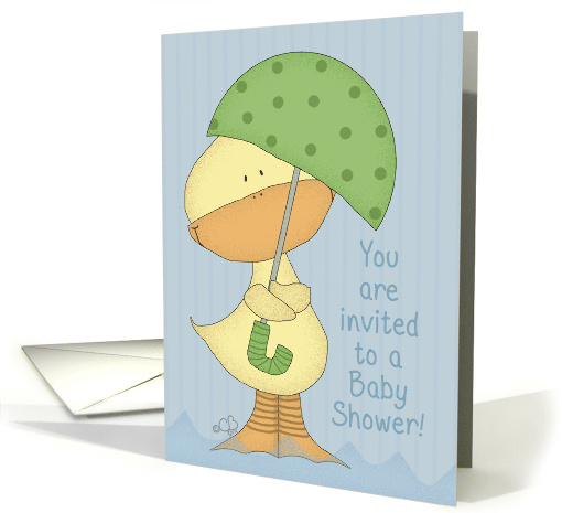 Baby Shower Invitation Yellow Ducky with Umbrella card (1233490)