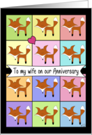 Happy Anniversary for Wife- Fox Block Pattern card