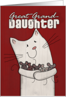 Happy Birthday Great Granddaughter White Barn Cat Holding Mice card