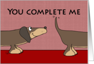 Happy Anniversary to Wife You Complete Me Two Halves of one Dachshund card