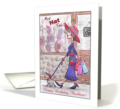 Customizable Name Happy Birthday Barbara- Lady in red hat... (1272288)